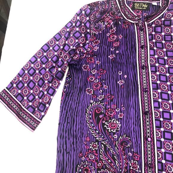 100 % silk Bob Mackie womens button up blouse size M - Picture 14 of 16